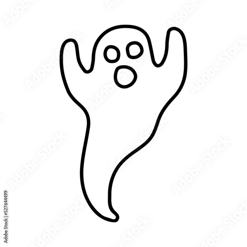 Doodle scary ghost. Decorative element for Halloween design. Hand-drawn vector illustration