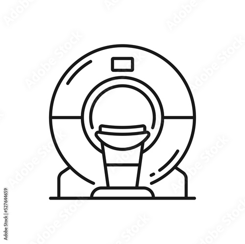 MRI scan outline icon, computed tomography machine. Vector computed tomography diagnostic magnetic resonance tomography, tomograph scanner
