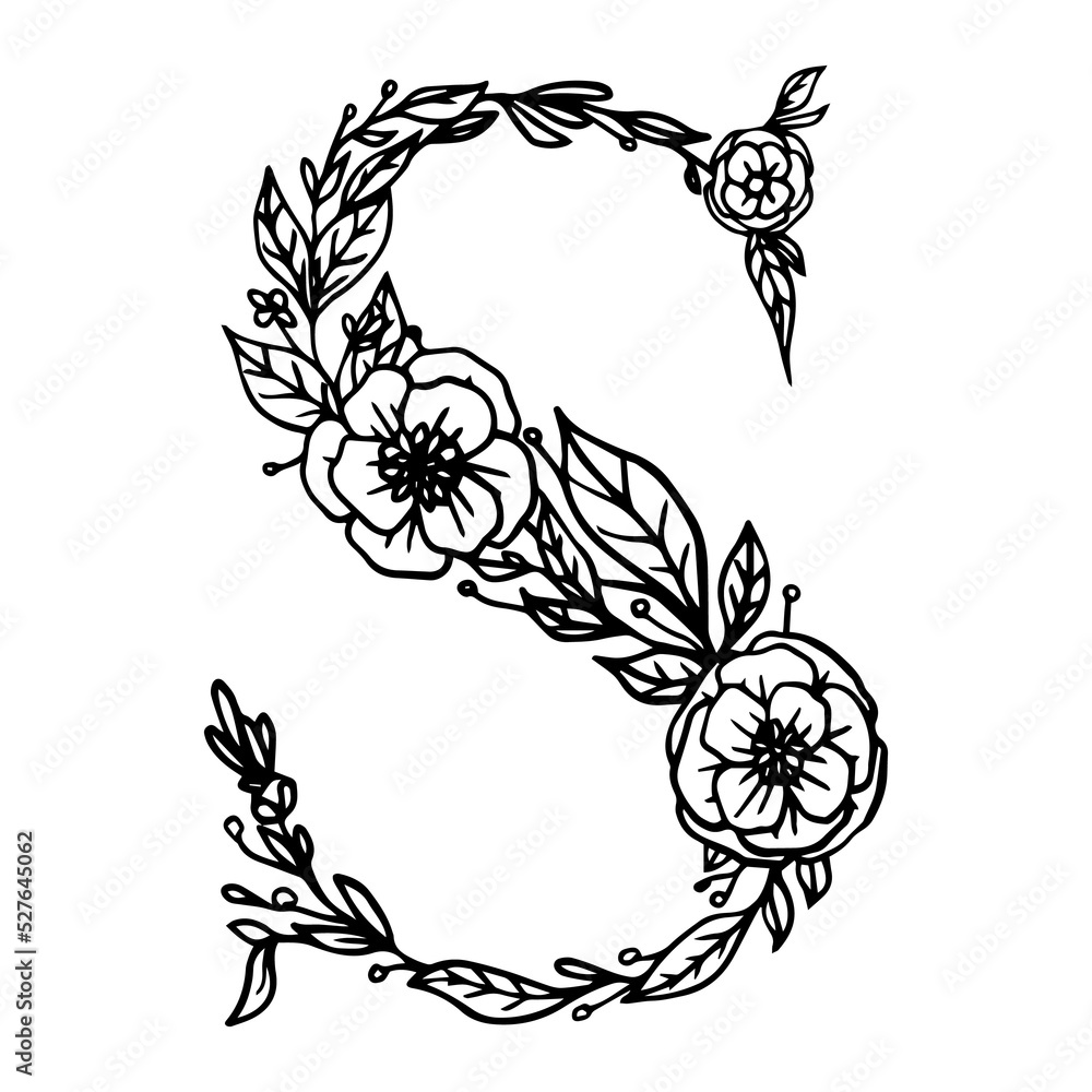 letter S, hand drawn illustration design letter S, hand drawn illustration design