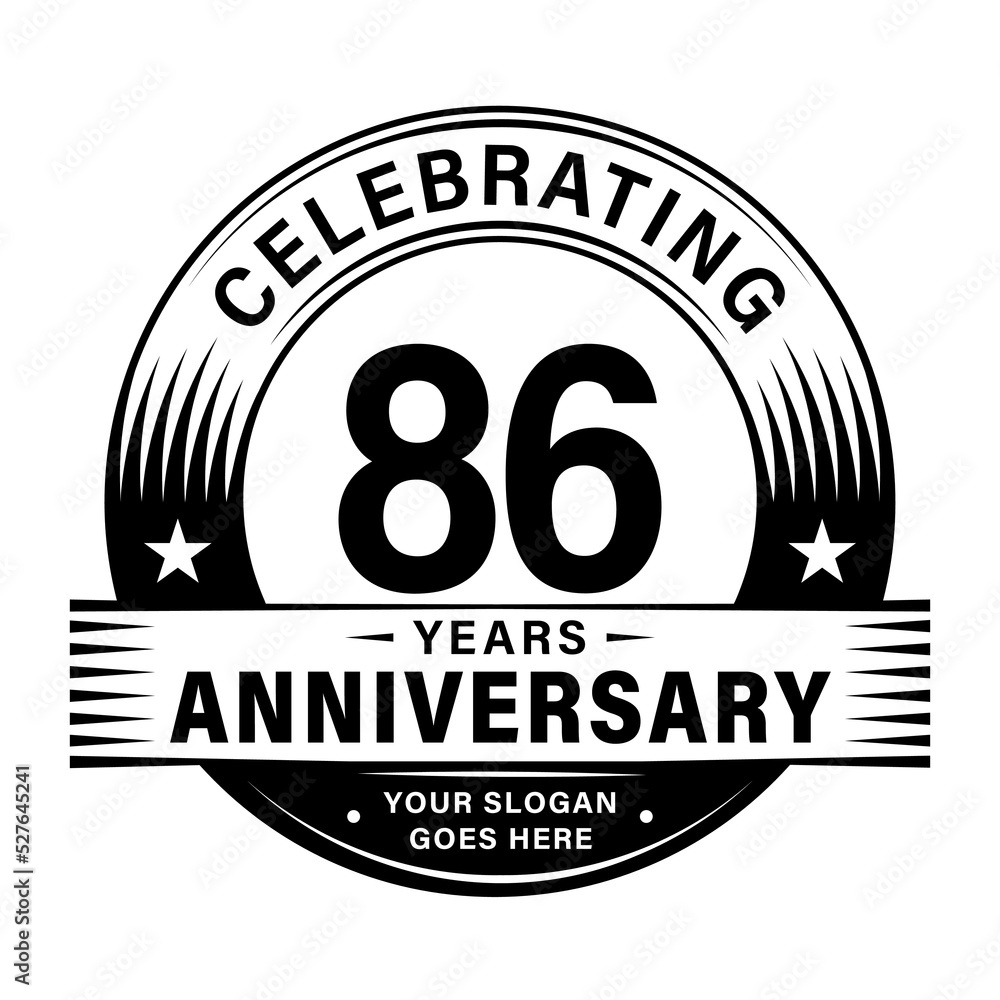 86 years anniversary celebration design template. 86th logo vector illustrations. 86 years anniversary celebration design template. 86th logo vector illustrations.
