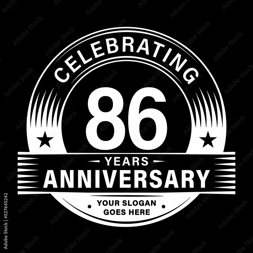 86 years anniversary celebration design template. 86th logo vector illustrations. 86 years anniversary celebration design template. 86th logo vector illustrations.