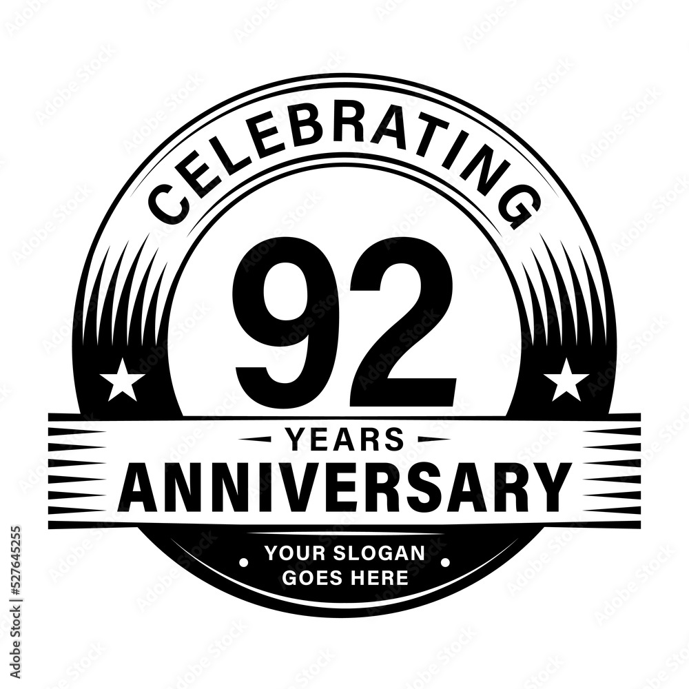 92 years anniversary celebration design template. 92nd logo vector illustrations. 92 years anniversary celebration design template. 92nd logo vector illustrations.