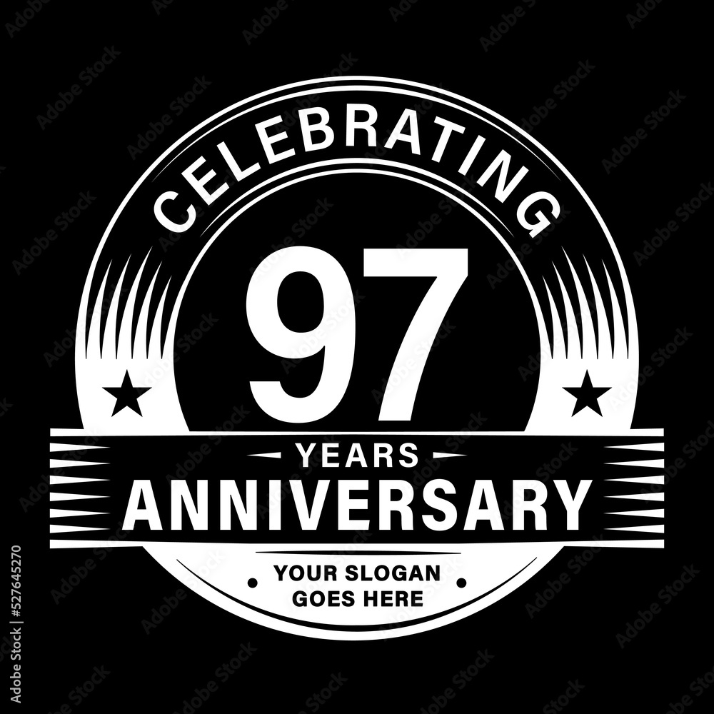 Obraz premium 97 years anniversary celebration design template. 97th logo vector illustrations. 