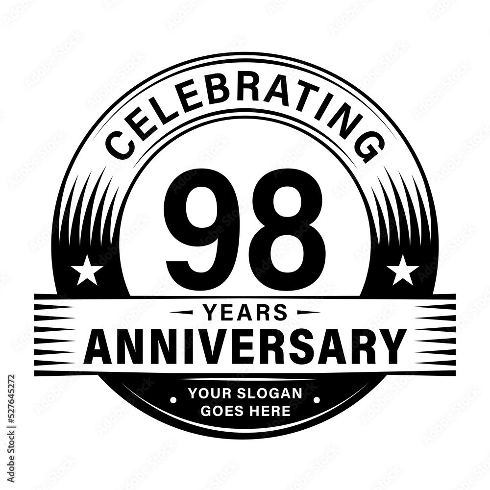 98 years anniversary celebration design template. 98th logo vector illustrations. 98 years anniversary celebration design template. 98th logo vector illustrations.