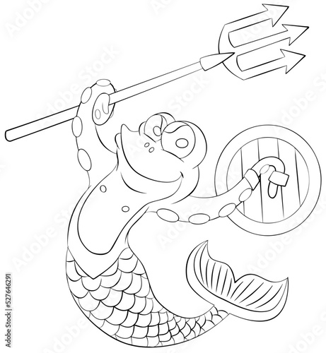 Triton. Element for coloring page. Cartoon style. 