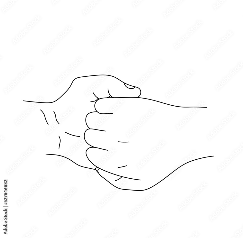 Vector isolated two hands man and woman locked in a lock hand gesture