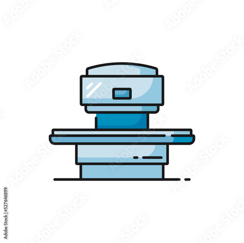 MRI scan color icon, radiology and CT tomography diagnostics machine, isolated vector. MRT or MRI magnetic resonance imaging for health and oncology tumor medical diagnosis