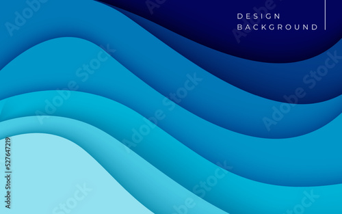 Multi layers blue color texture 3D papercut layers in gradient vector banner. Abstract paper cut art background design for website template. Topography map concept or smooth origami paper cut
