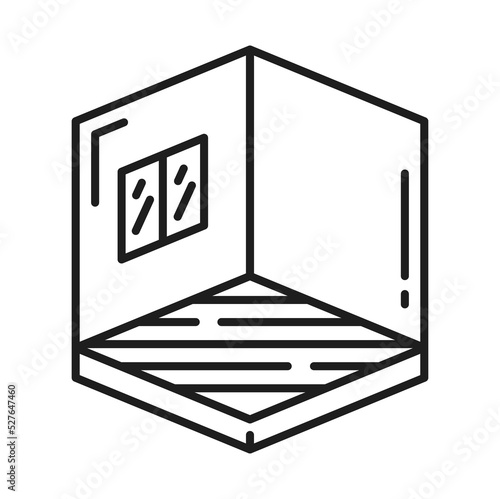 Architect development, house plan and interior design project vector line icon. Real estate architecture engineering, construction building and design development of homes and apartments