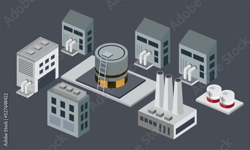 isometric factory plant buildings