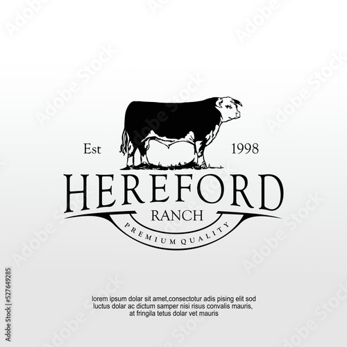 hereford bull cattle farm logo design idea