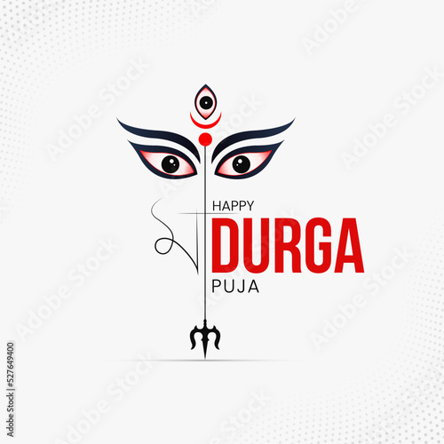 happy durga puja social media post . maa durga face gold color minimalist illustration
