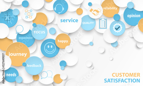 CUSTOMER SATISFACTION colorful vector business concept on white background