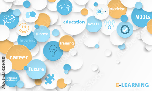 E-LEARNING colorful vector business concept on white background