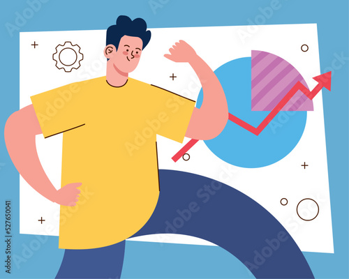 business man with statistics
