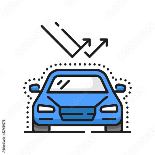 Car care icon, wax and polish service, clean auto and carwash, vector line symbol. Car care icon of varnishing, and refurbish polishing for vehicle exterior protection, restoration and maintenance
