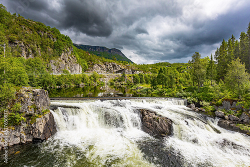 Magnificent seething waterfall