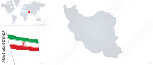 Iran map and flag. vector