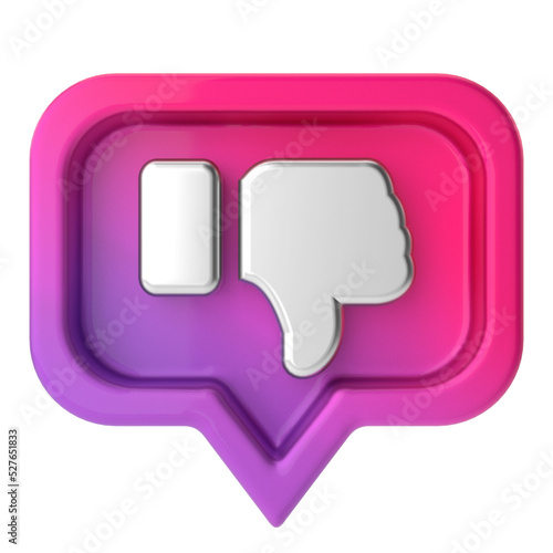 3D dislike icon. 3D illustration.