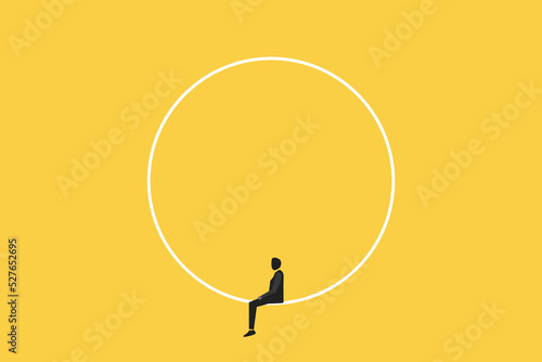 Business sit in circle. concept of business thinking