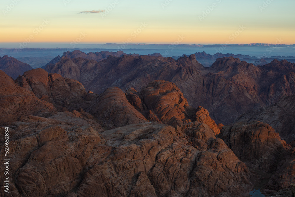 Amazing Sunrise at Sinai Mountain, Mount Moses with a Bedouin, Beautiful view from the mountain