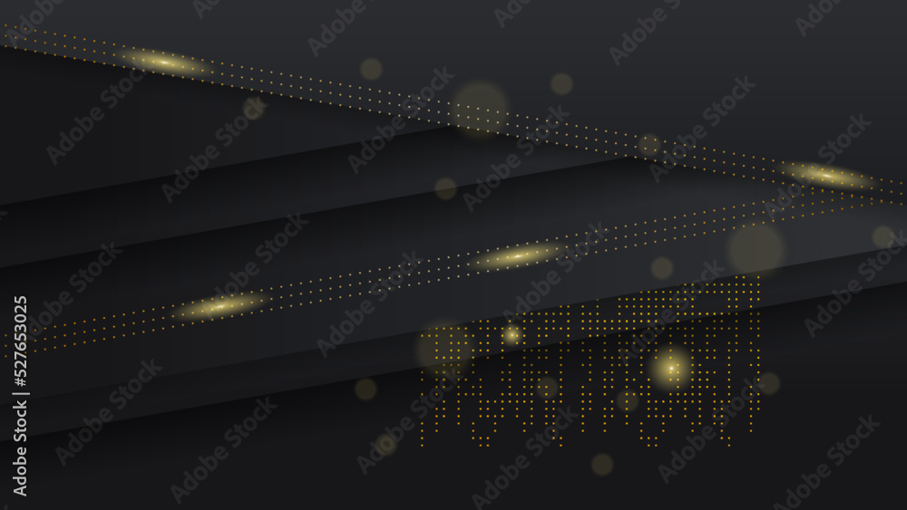 Abstract Dark Black Material Modern Background With Golden Lines Stripes Shadows Backdrop Wallpaper Decoration Vector Design Style Abstract Dark Black Material Modern Background With Golden Lines Stripes Shadows Backdrop Wallpaper Decoration Vector Design Style