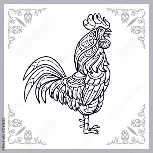 Rooster zentangle arts isolated on white background