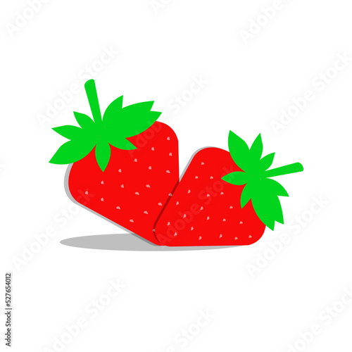 Strawberry vector icons set on white background with slight shadow