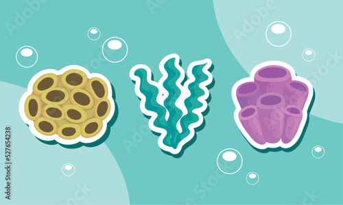 three coral reef icons