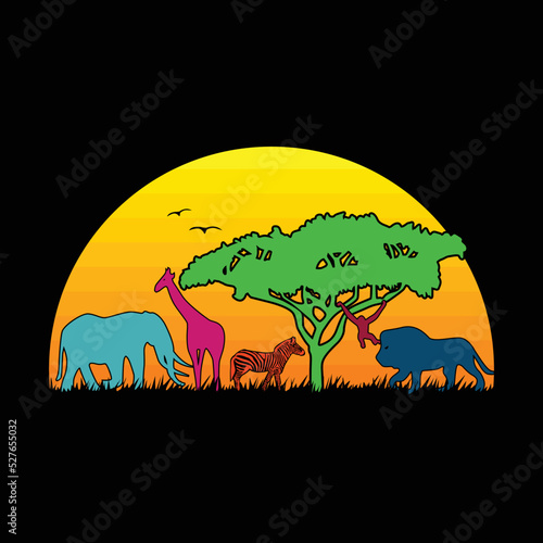 Vector illustration of savanna scenery