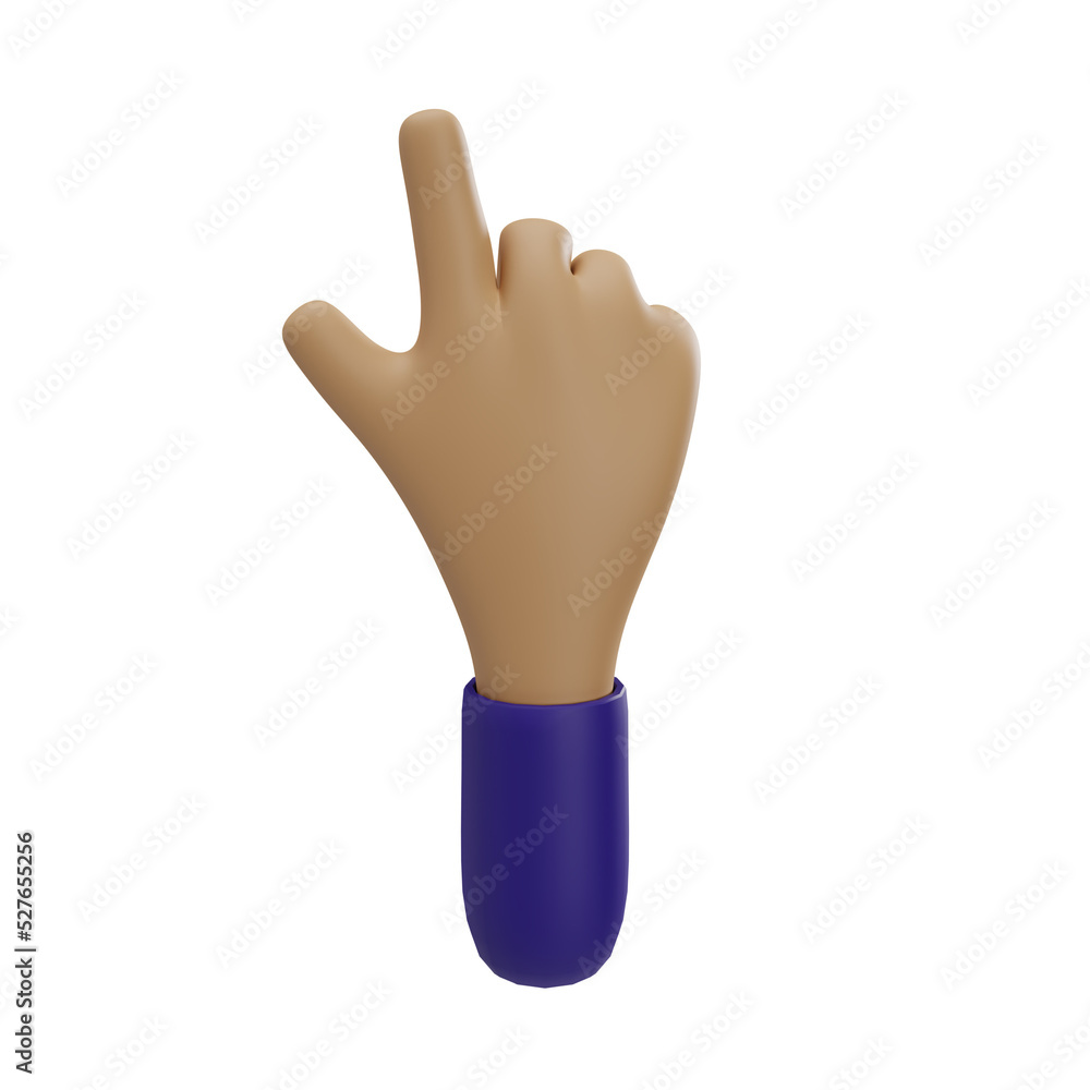 Obraz premium Hand Gestures 3D cartoon commercial style, Blue hand signs for communication. Transparent isolated.
