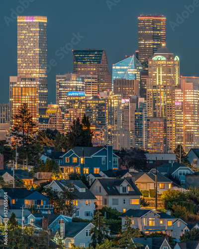 Seattle City Skyline At Night