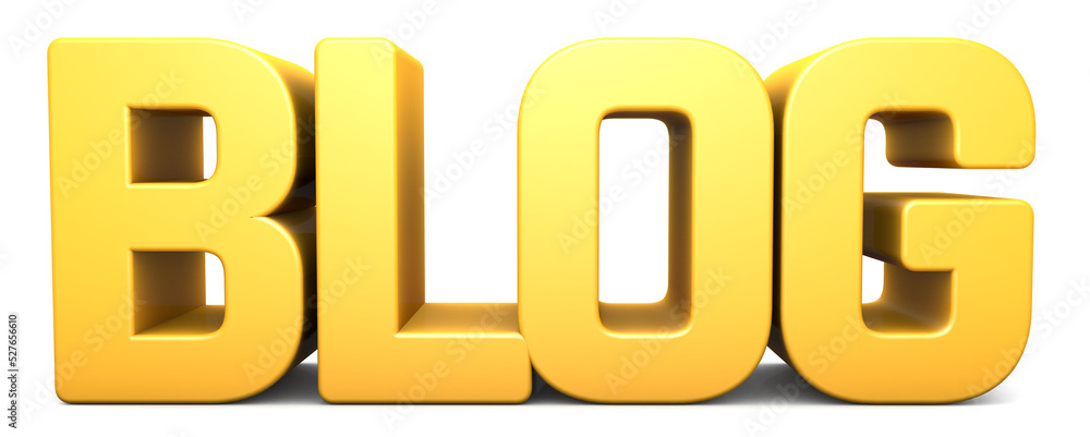 Blog 3d isolated on white background. Blog text 3d. 3d rendering