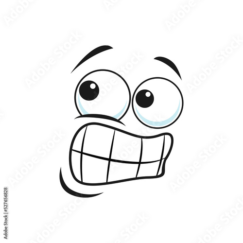 Cartoon face comic oops emotion, vector clumsiness, embarrassment or discomfiture emoji. Funny facial expression, stress feelings, isolated toothy character fault