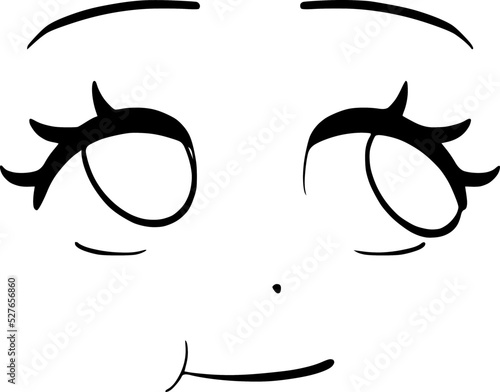 Anime face. Hand drawn simple illustration. Line art
