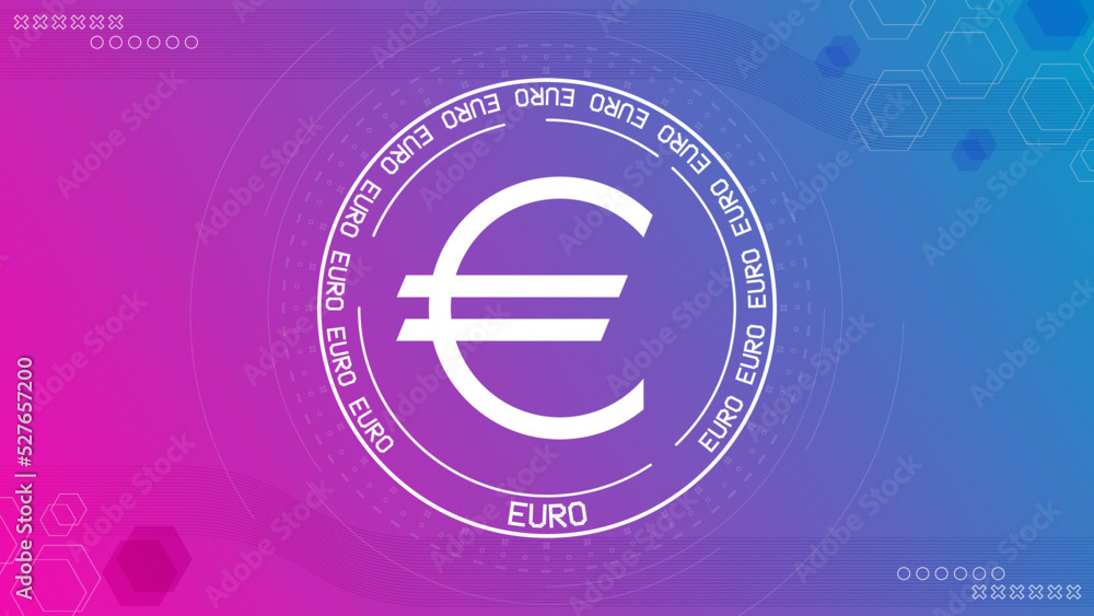 Digital banner with Euro EUR sign. Background with currency sign.