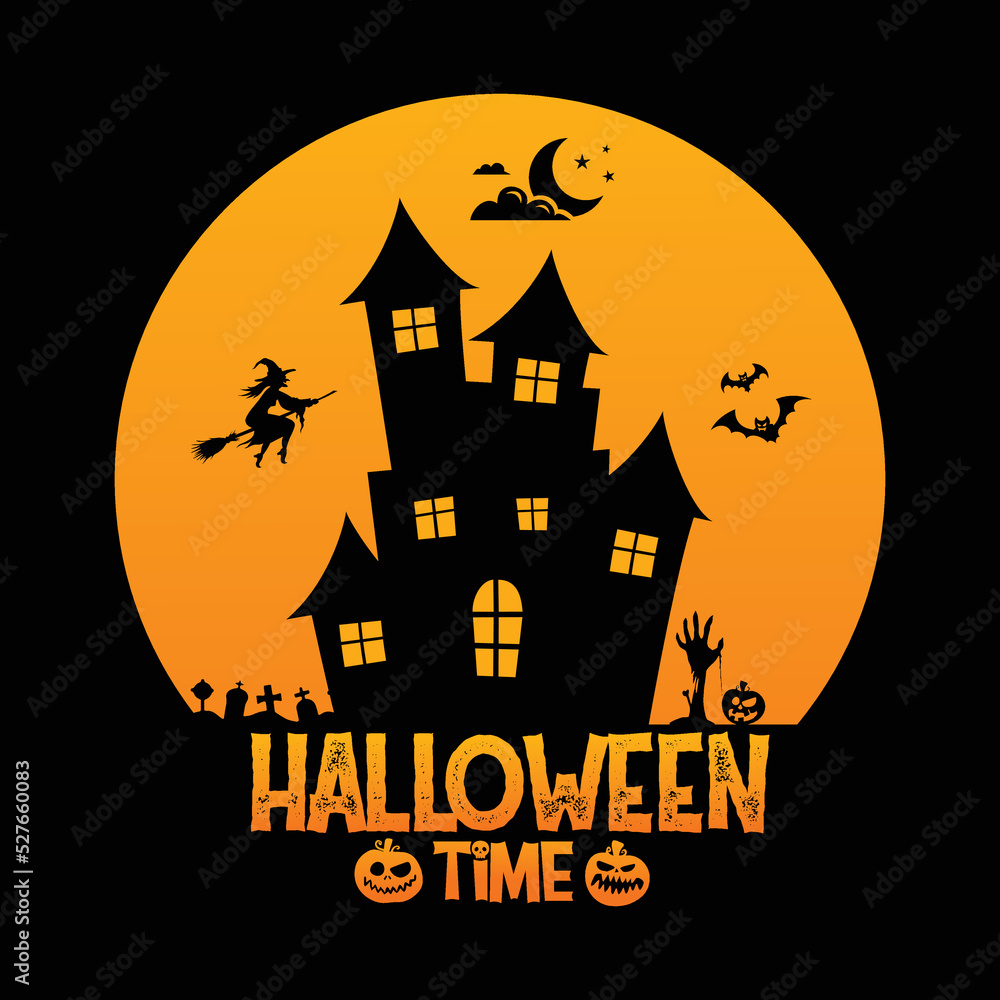 Halloween Time T shirt Design with pumpkin vector Halloween Time T shirt Design with pumpkin vector