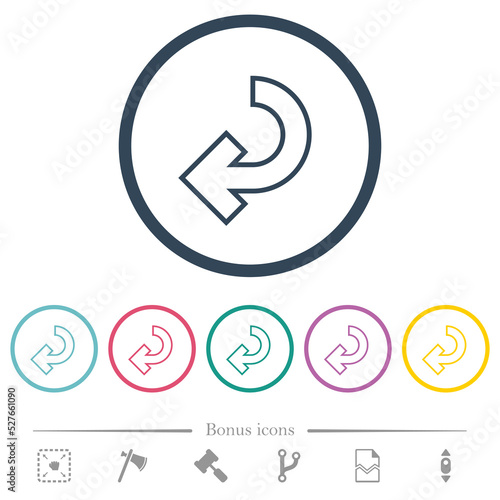 Return arrow outline flat color icons in round outlines