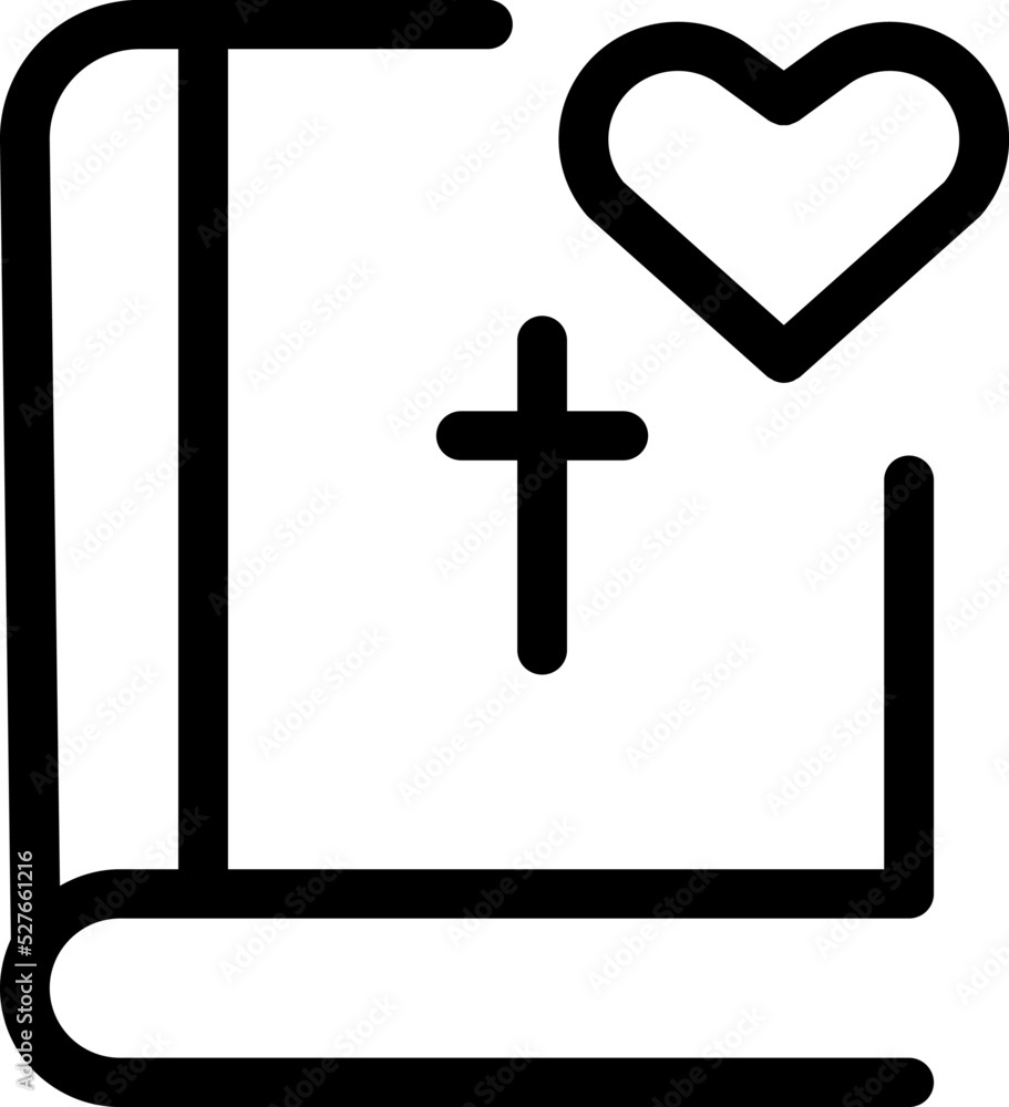 Fototapeta premium Book icon christian bible with heart and cross flat vector