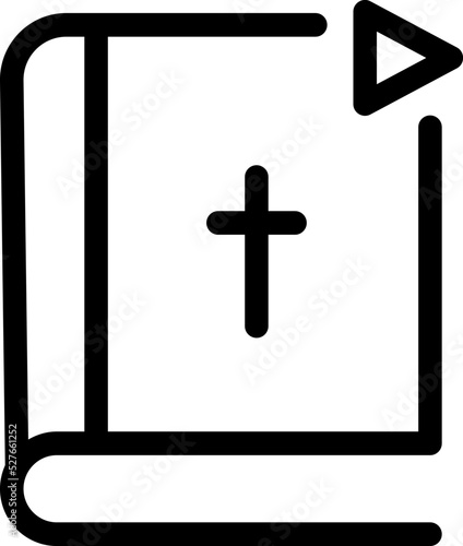 Online translation church service streaming video, christian book bible broadcasting media flat vector icon for apps and websites