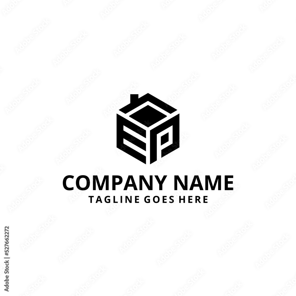 Initials E P in the shape of a Hexagon logo vector Initials E P in the shape of a Hexagon logo vector