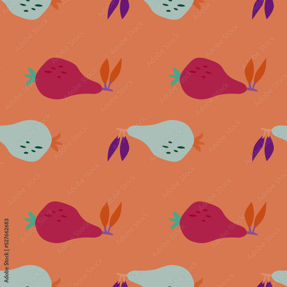 Naklejka premium Hand drawn pears seamless pattern. Fruits botanical backdrop.