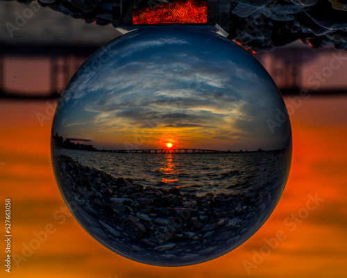 Ocean Spring Beach Sunset Crystal Ball