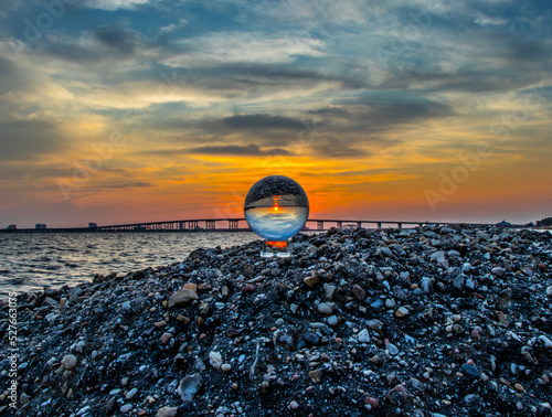 Ocean Spring Beach Sunset Crystal Ball