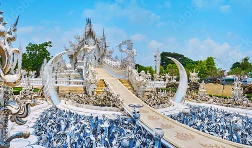 The scene of chaos at White Temple, Chiang Rai, Thailand photo
