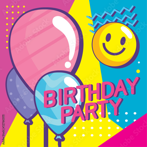 birthday party invitation with balloons helium