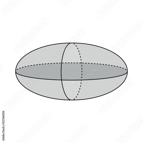 Fotografie Ellipsoid shape vector illustration on white background