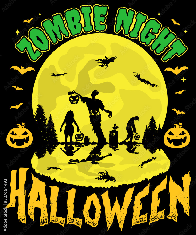 Zombie Night Halloween T-shirt Design