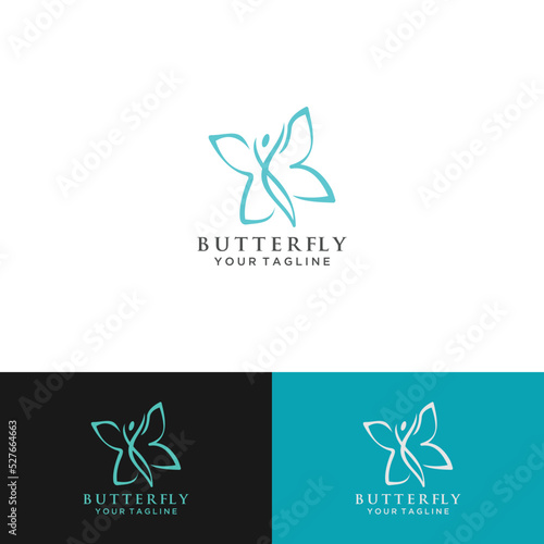 Creative Butterfly With Woman Logo Tempale-vector
