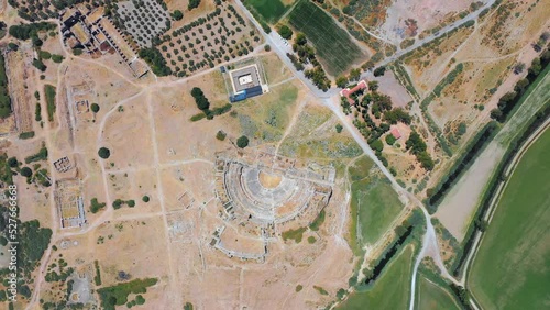 Birdseye view. Ancient acropolis of Miletus, origins to be based on Carians and Cretans, was abandoned after Persian invasion in 494BC. Aerial Didim Aydin in Turkey Country
 photo